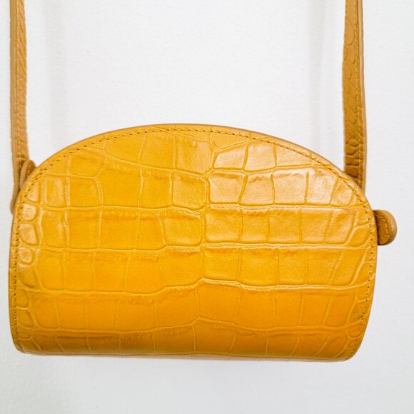 A.P.C. Demi-Lune Mini Crocodile Effect Bag in Ochre Yellow - Picture 9 of 9